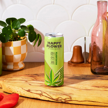 Happy Flower non-alcoholic CBD cocktails. Margarita canned cocktail.